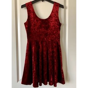 Red velvet mini dress
